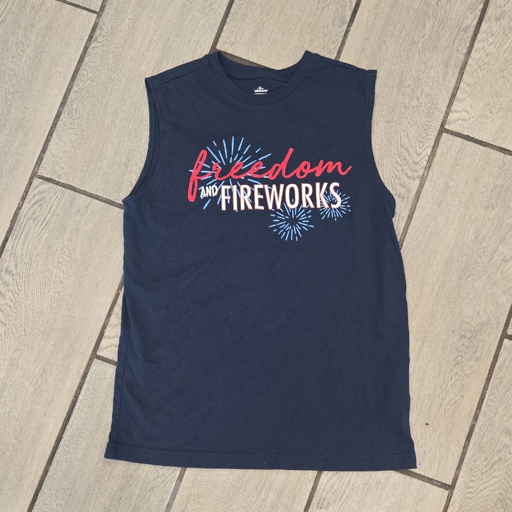 Blue Muscle Tee with‎ Patriotic Graphix XL T48